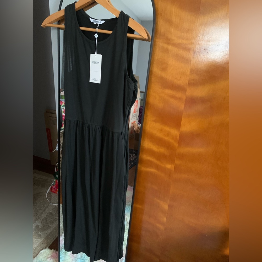 H&M Black Sleeveless Midi Dress BNWT with POCKETTSSSSS